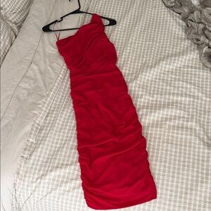 Elegant Red Mesh Women's Dress